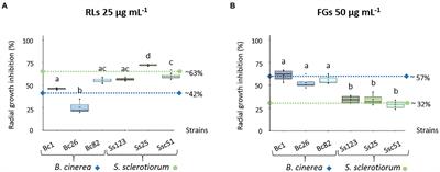 Rhamnolipids and fengycins, very promising amphiphilic antifungal compounds from bacteria secretomes, act on Sclerotiniaceae fungi through different mechanisms